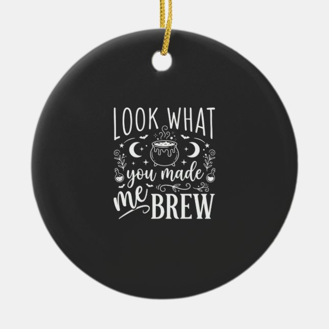 Halloween Witch Brew Funny Potion Design_1 Ceramic Tree Decoration (Front)