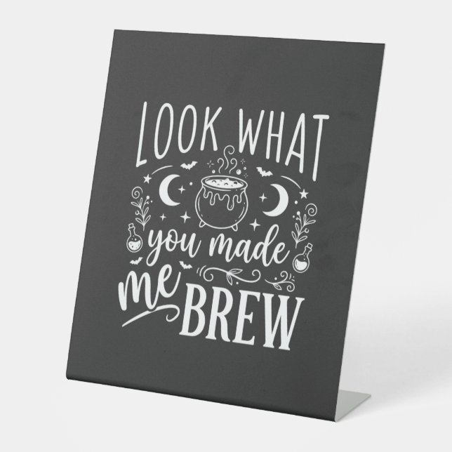 Halloween Witch Brew Funny Potion Design_1 Pedestal Sign (Front)