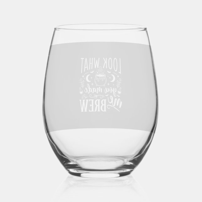 Halloween Witch Brew Funny Potion Design_1 Stemless Wine Glass (Front)