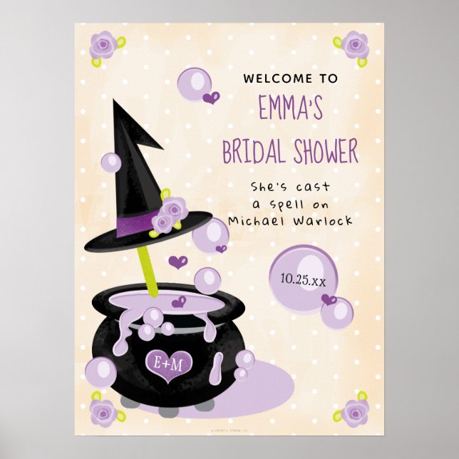 Halloween Witch Bridal Shower Welcome Sign (Front)