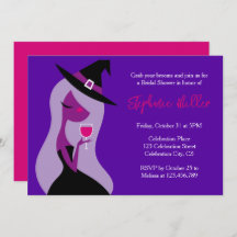 Halloween Witch Bridal Shower Wine Pink Purple