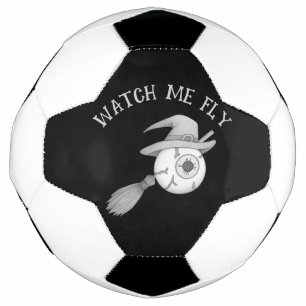 Halloween witch broom and scary eyeball football