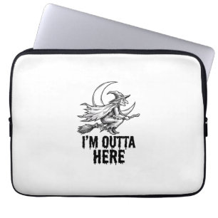 Halloween Witch Broom Funny Vintage Engraving Desi Laptop Sleeve