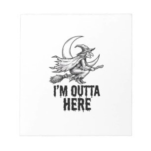 Halloween Witch Broom Funny Vintage Engraving Desi Notepad