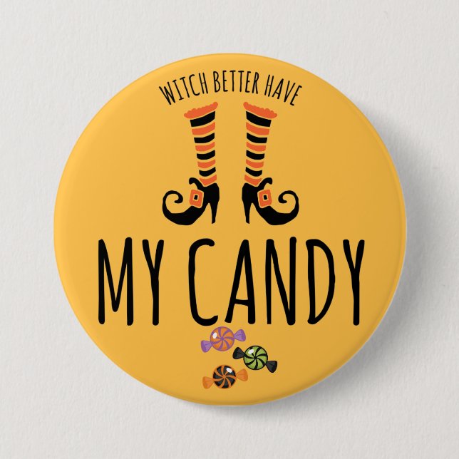 Halloween Witch Candy 3 Inch Round Button (Front)