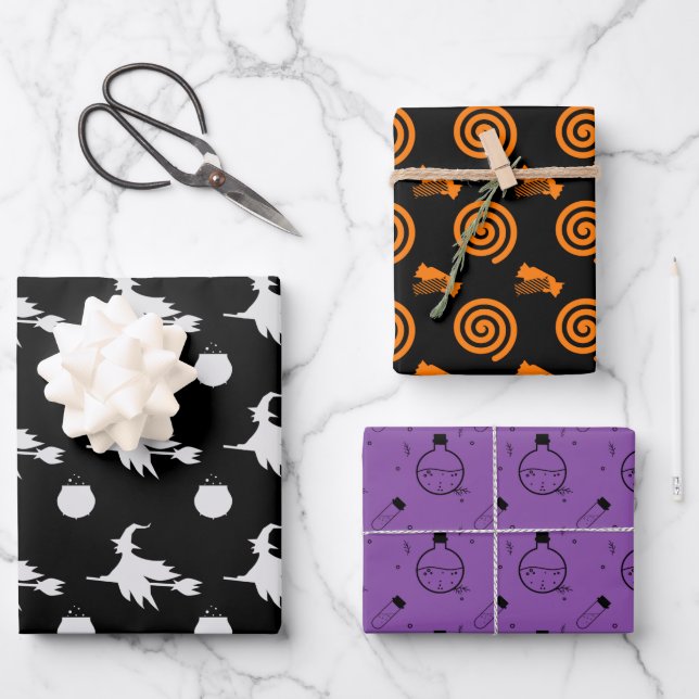 halloween witch candy potions wrapping paper sheet (Front)