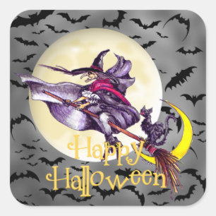 Halloween witch cartoon Holiday sticker