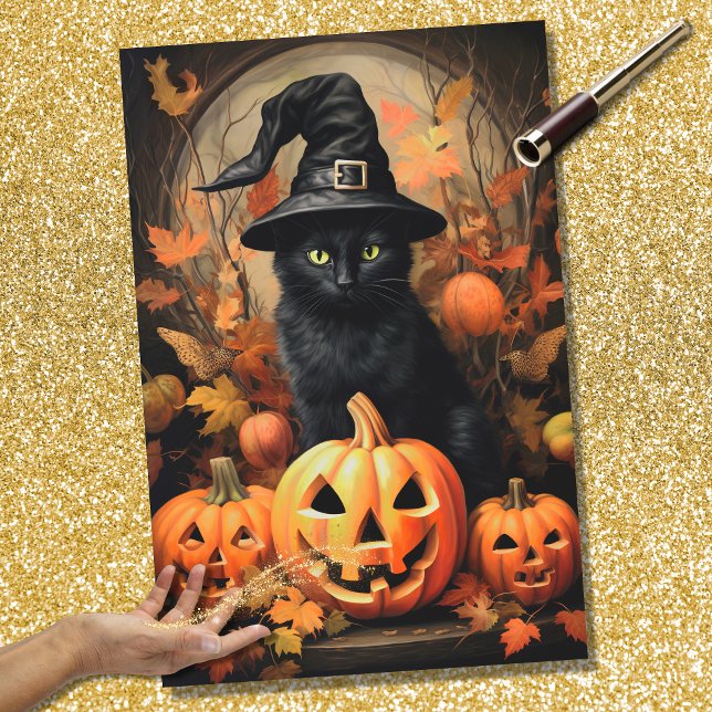 Halloween Witch Cat 1 Decoupage Paper (Creator Uploaded)