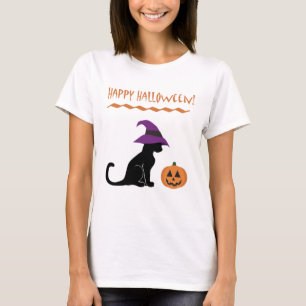 Halloween Witch Cat and Pumpkin T-Shirt