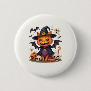 Halloween witch cat buttons