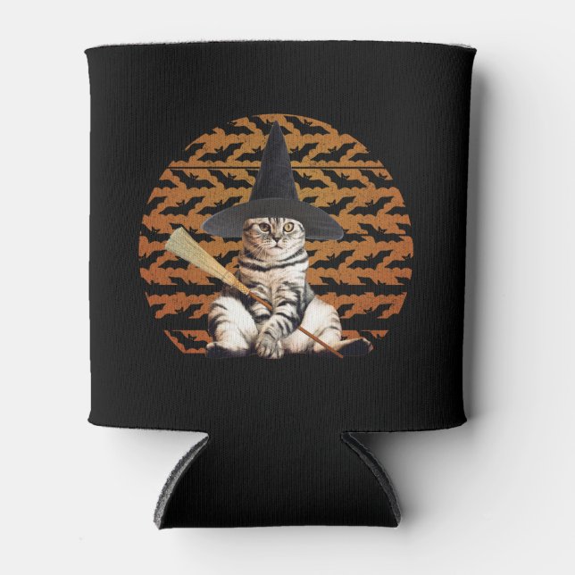 Halloween Witch Cat Can Cooler (Front)