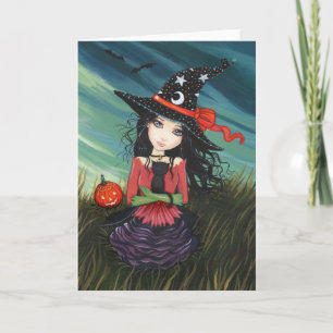 Halloween Witch Cat Card by Molly Harrison