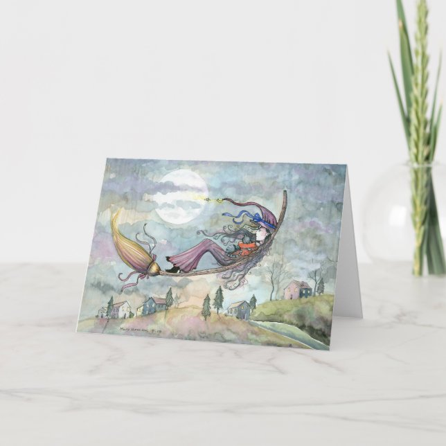 Halloween Witch Cat Card by Molly Harrison (Front)