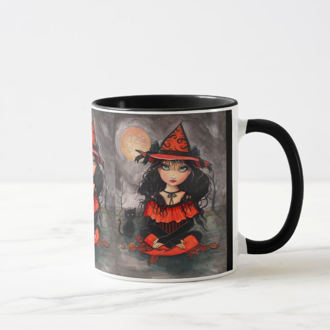 Halloween Witch Cat Mug by Molly Harrison (Right)
