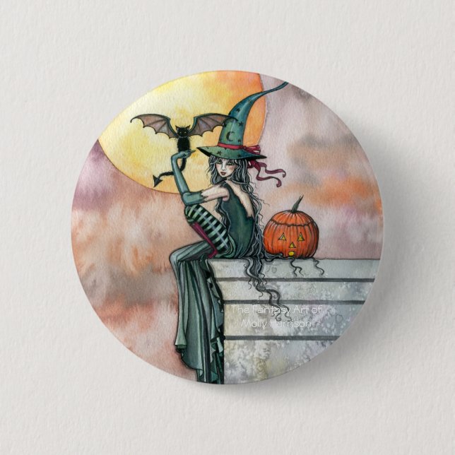 Halloween Witch Cat Pin by Molly Harrison (Front)