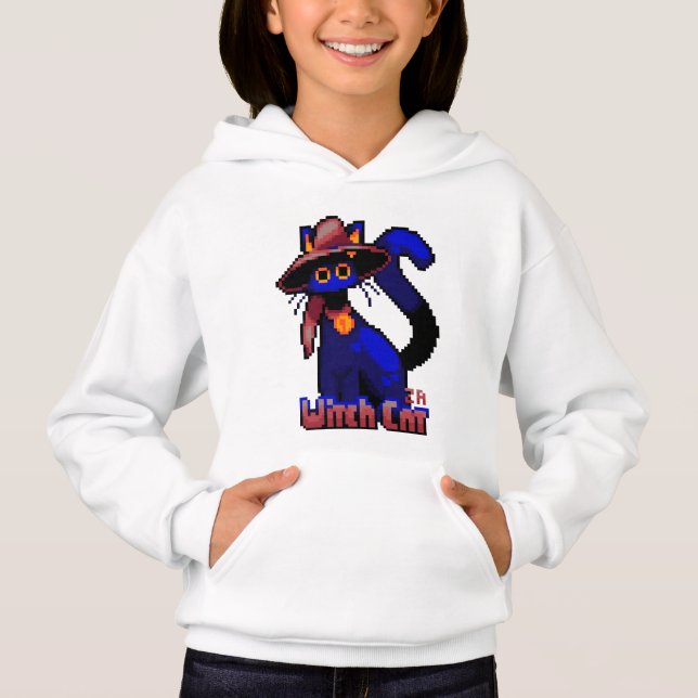 Halloween Witch Cat Pixel Art (Front)