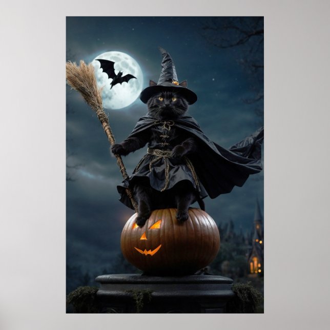 Halloween Witch Cat Poster (Front)