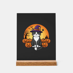 Halloween Witch Cat Pumpkin Moon Design_1 Acrylic Sign