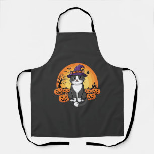 Halloween Witch Cat Pumpkin Moon Design_1 Apron