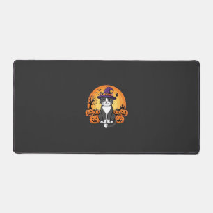 Halloween Witch Cat Pumpkin Moon Design_1 Desk Mat