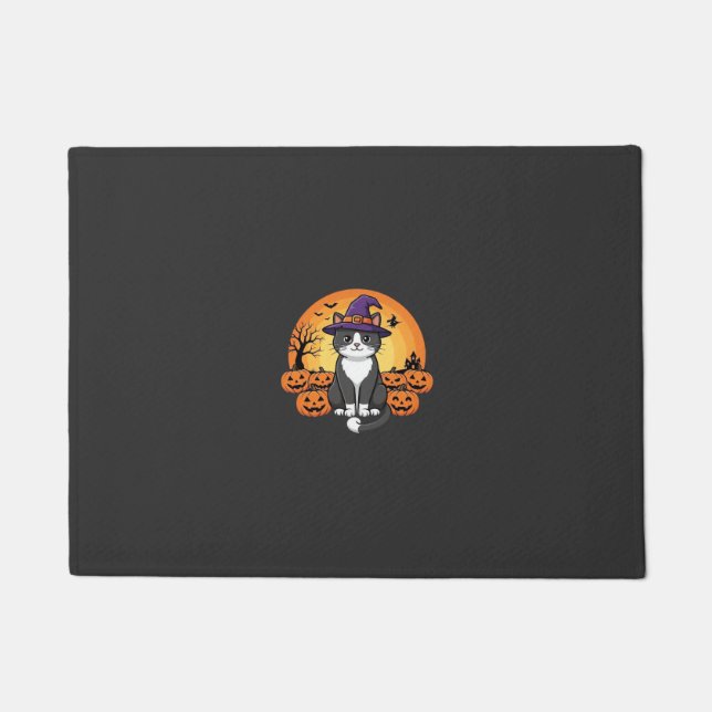 Halloween Witch Cat Pumpkin Moon Design_1 Doormat (Front)