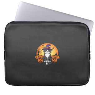 Halloween Witch Cat Pumpkin Moon Design_1 Laptop Sleeve