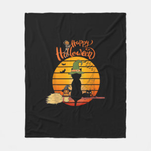 Halloween witch cat Pumpkin Skeleton Bat Scary  Fleece Blanket