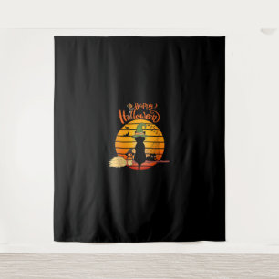 Halloween witch cat Pumpkin Skeleton Bat Scary  Tapestry
