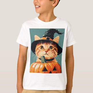Halloween Witch Cat Pumpkin Spooky Season T-Shirt