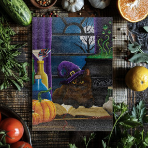 Halloween Witch Cat Purple Magic Cutting Board