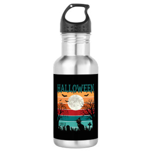 Halloween Witch Cat Spider Web Moon Graveyard_1_1 532 Ml Water Bottle