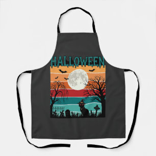 Halloween Witch Cat Spider Web Moon Graveyard_1_1 Apron