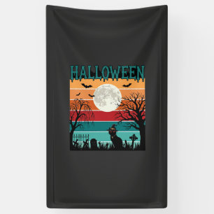 Halloween Witch Cat Spider Web Moon Graveyard_1_1 Banner