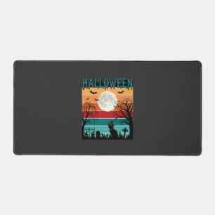 Halloween Witch Cat Spider Web Moon Graveyard_1_1 Desk Mat