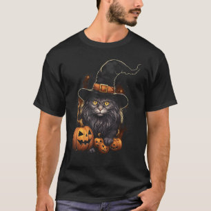 Halloween Witch Cat Spooky Kitty Pumpkin T-Shirt