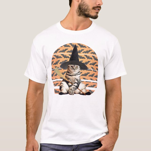 Halloween Witch Cat T-Shirt (Front)