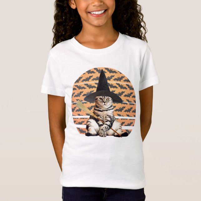 Halloween Witch Cat T-Shirt (Front)