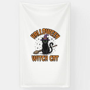 Halloween Witch Cat Vintage Engraving Design_1 Banner