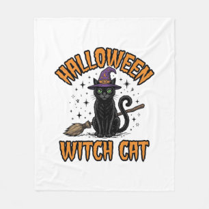 Halloween Witch Cat Vintage Engraving Design_1 Fleece Blanket