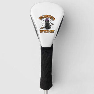 Halloween Witch Cat Vintage Engraving Design_1 Golf Head Cover