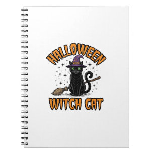 Halloween Witch Cat Vintage Engraving Design_1 Notebook