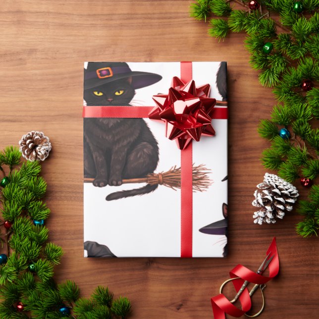 Halloween Witch Cat Wrapping Paper (Holiday Gift)