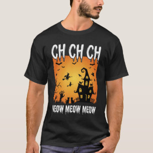 Halloween Witch Cats Haunted House Meow T-Shirt