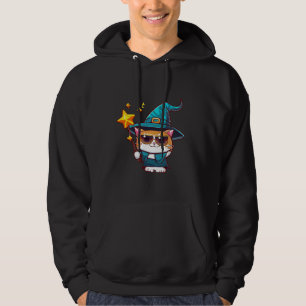 Halloween Witch Cats Holding Magic Wand Stars Hoodie