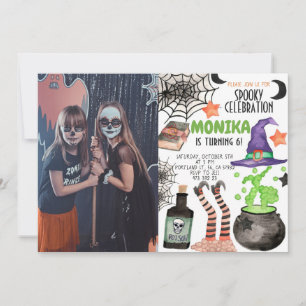 Halloween Witch Cauldron Birthday Invitation