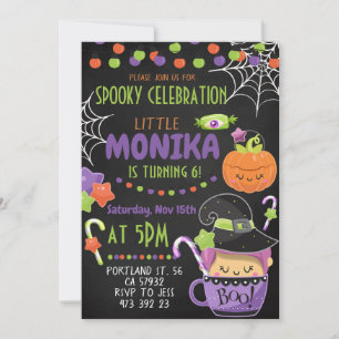 Halloween Witch Cauldron Birthday Invitation