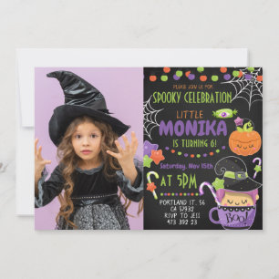 Halloween Witch Cauldron Birthday Invitation 