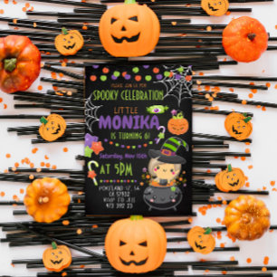 Halloween Witch Cauldron Birthday Invitation 