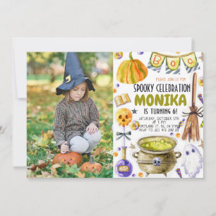 Halloween Witch Cauldron Birthday Invitation