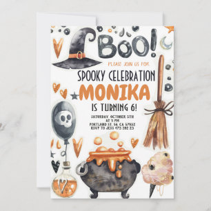 Halloween Witch Cauldron Birthday Invitation 